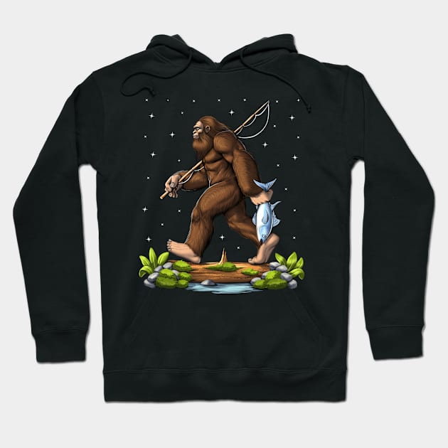 Bigfoot Fishing Hoodie by underheaven